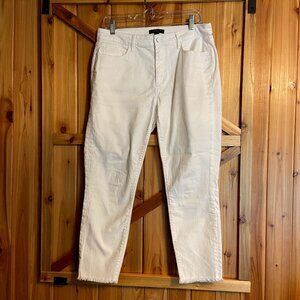 Ann Taylor Womens Jeans White Denim The Skinny Crop Curvy Fit Raw Hem 8